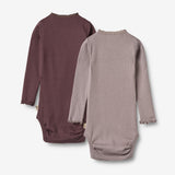 Wheat Main 2 Rib Body L/S Lotta Underwear/Bodies 9581 purple fudge