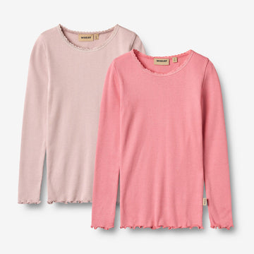 Wheat Main 2 Rib T-Shirt L/S Reese Jersey Tops and T-Shirts 2355 pink lilac
