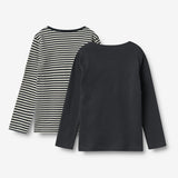 Wheat Main 2 Rib T-Shirt L/S Stig Jersey Tops and T-Shirts 9432 navy rib stripe