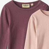 Wheat Main 2 Rib T-shirt L/S Ida T-Shirt 3118 eggplant
