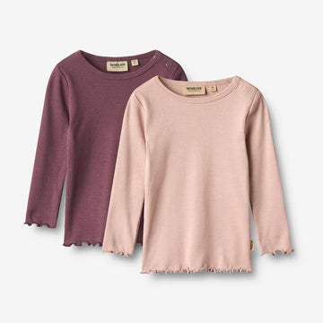 Wheat Main 2 Rib T-shirt L/S Ida T-Shirt 3118 eggplant