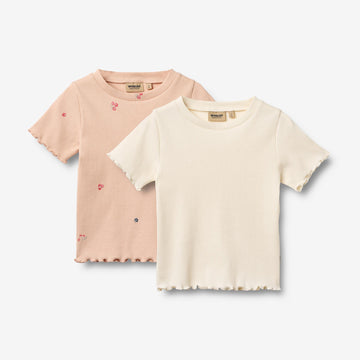 Wheat Main 2 Rib T-shirt S/S Alicia T-Shirt 2475 rose flowers