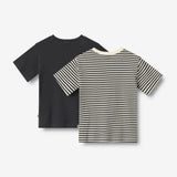 Wheat Main 2 Rib T-shirt S/S Fabian T-Shirt 9432 navy rib stripe