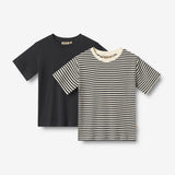 Wheat Main 2 Rib T-shirt S/S Fabian T-Shirt 9432 navy rib stripe