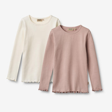 Wheat Main 2 Rib T-shirts L/S Ida T-Shirt 2487 rose powder