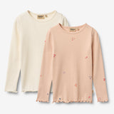 Wheat Main 2 Rib T-shirts L/S Ida T-Shirt 2475 rose flowers
