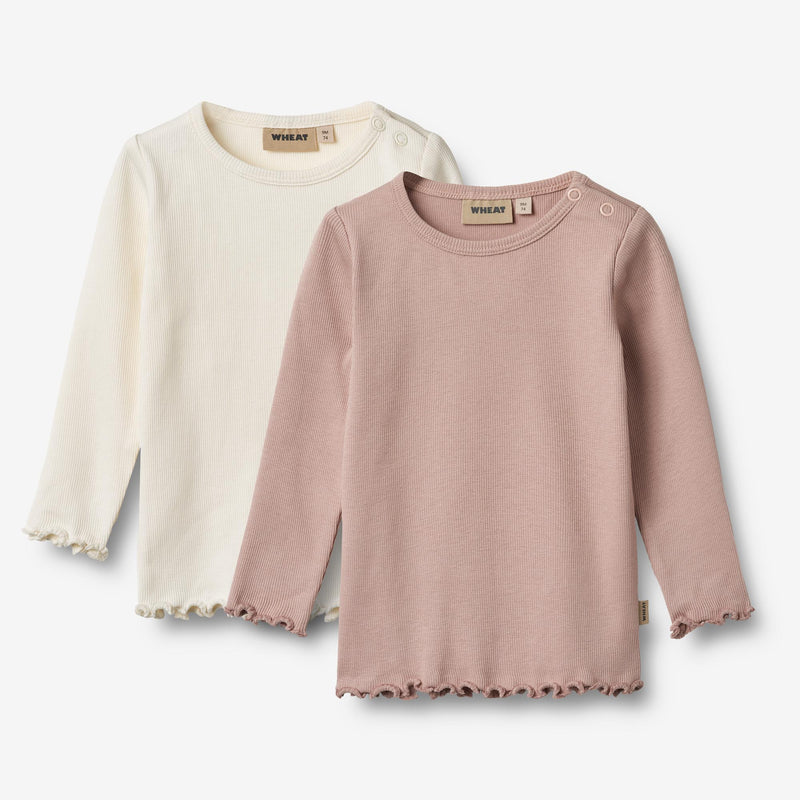 Wheat Main 2 Rib T-shirts L/S Ida T-Shirt 2487 rose powder