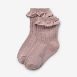 Wheat Main 2 pk Wool Lace Socks Nora Socks/Tights 1135 dry rose