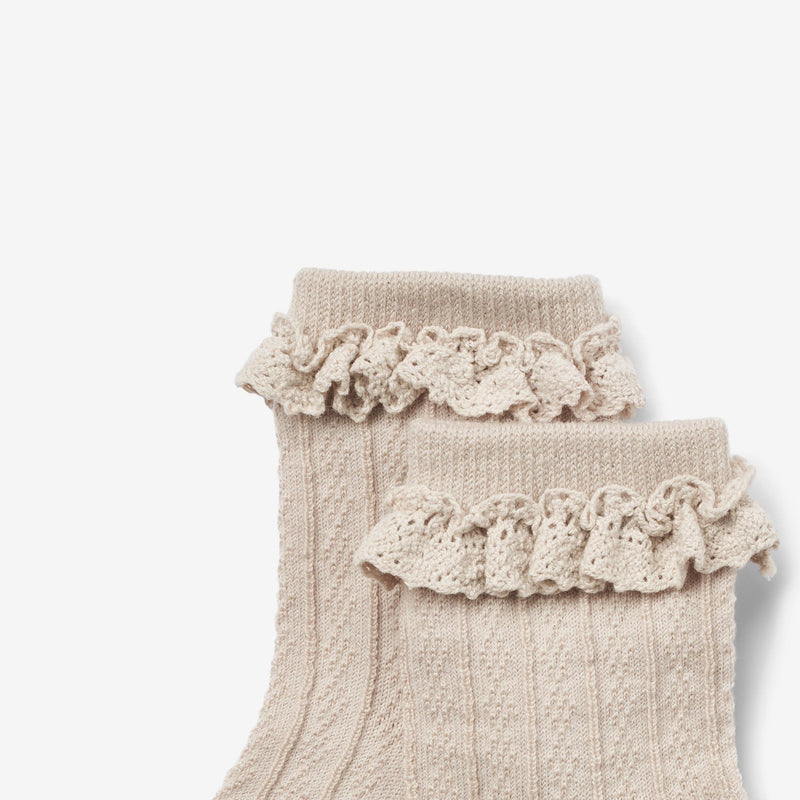 Wheat Main 2 pk Wool Lace Socks Nora Socks/Tights 1135 dry rose