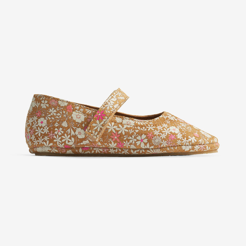 Wheat Footwear Ballerina Dance Ballerinas 9459 tan white flower