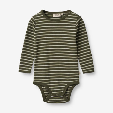 Wheat Main Body Berti | Baby Underwear/Bodies 4076 dark green stripe