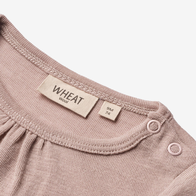 Wheat Wool Body Gatherings Wool LS | Baby Underwear/Bodies 2086 dark powder 