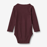 Wheat Wool Body Gatherings Wool LS | Baby Underwear/Bodies 2118 aubergine