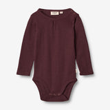 Wheat Wool Body Gatherings Wool LS | Baby Underwear/Bodies 2118 aubergine