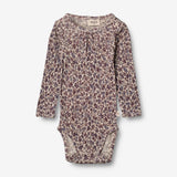 Wheat Wool Body Gatherings Wool LS | Baby Underwear/Bodies 1493 purple flowers