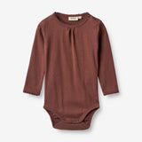 Wheat Main Body LS Roselinde | Baby Underwear/Bodies 2389 plum rose