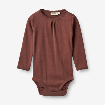 Wheat Main Body LS Roselinde | Baby Underwear/Bodies 2389 plum rose