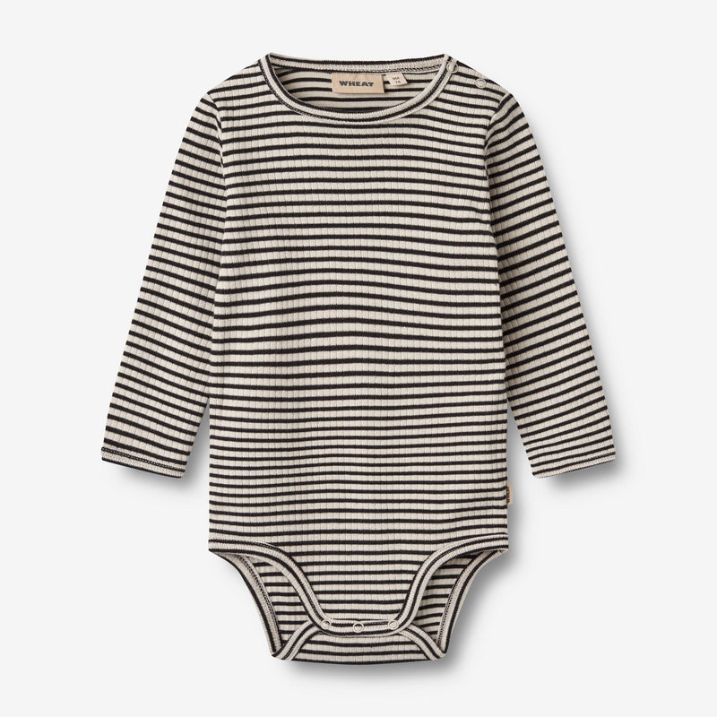 Wheat Main Body L/S Berti | Baby Underwear/Bodies 0040 black stripe