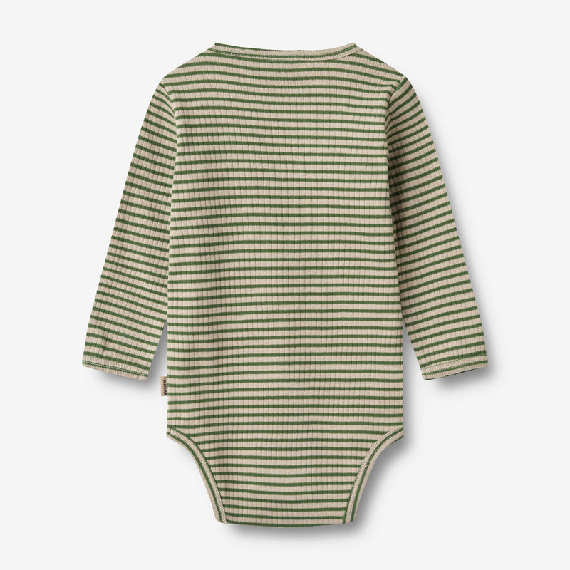 Wheat Main Body L/S Berti | Baby Underwear/Bodies 1142 elm green stripe