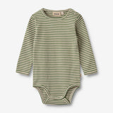Wheat Main Body L/S Berti | Baby Underwear/Bodies 1142 elm green stripe