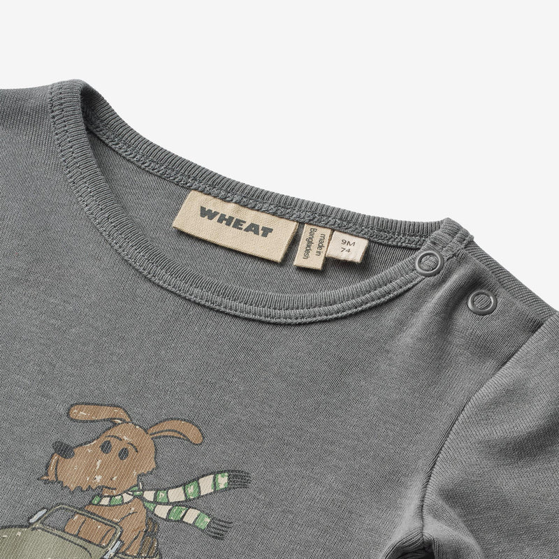Wheat Main Body L/S Leo | Baby Underwear/Bodies 1201 stormy blue