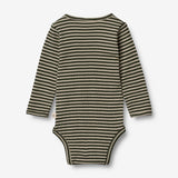 Wheat Wool Body Plain Wool LS | Baby Underwear/Bodies 4142 green stripe