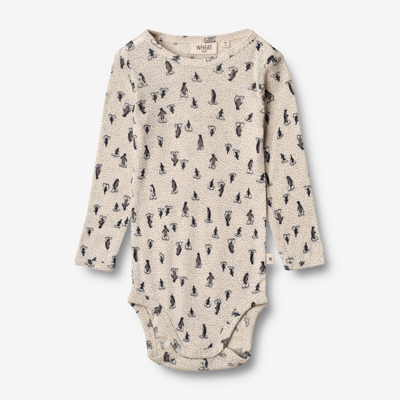 Wheat Wool Body Plain Wool LS | Baby Underwear/Bodies 9512 penguins on ice