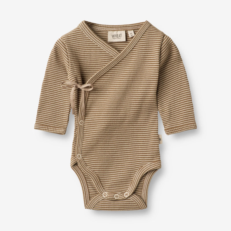 Wheat Main Body Wraparound Chia | Baby Underwear/Bodies 3238 beige rib stripe