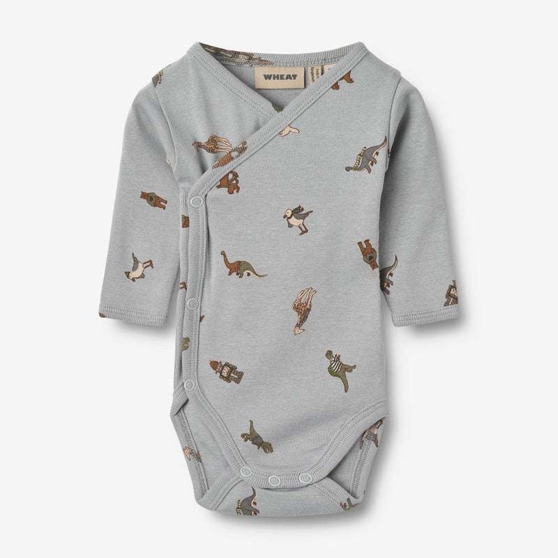 Wheat Main Body Wraparound L/S Pil | Baby Underwear/Bodies 1210 fantasy friends