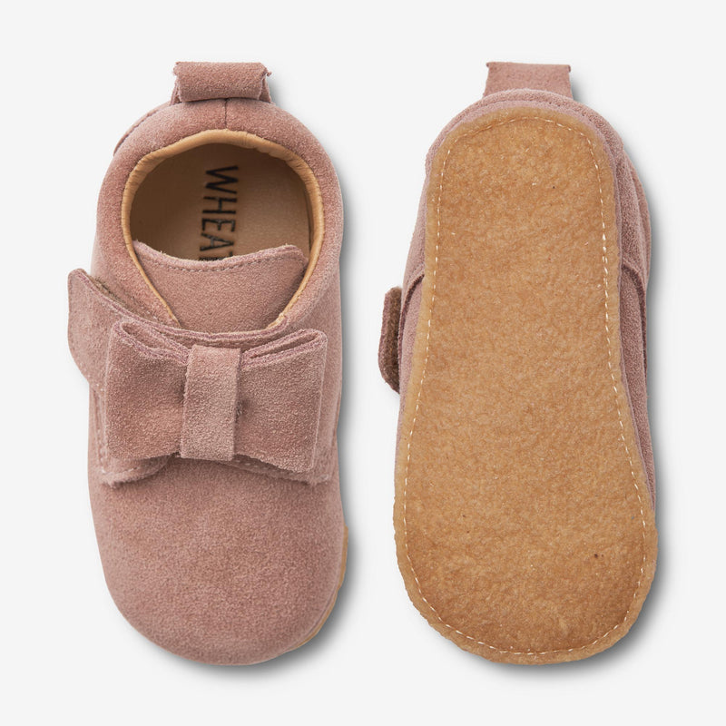 Wheat Footwear Bow Indoor Shoe | Baby Indoor Shoes 2163 dusty rouge 