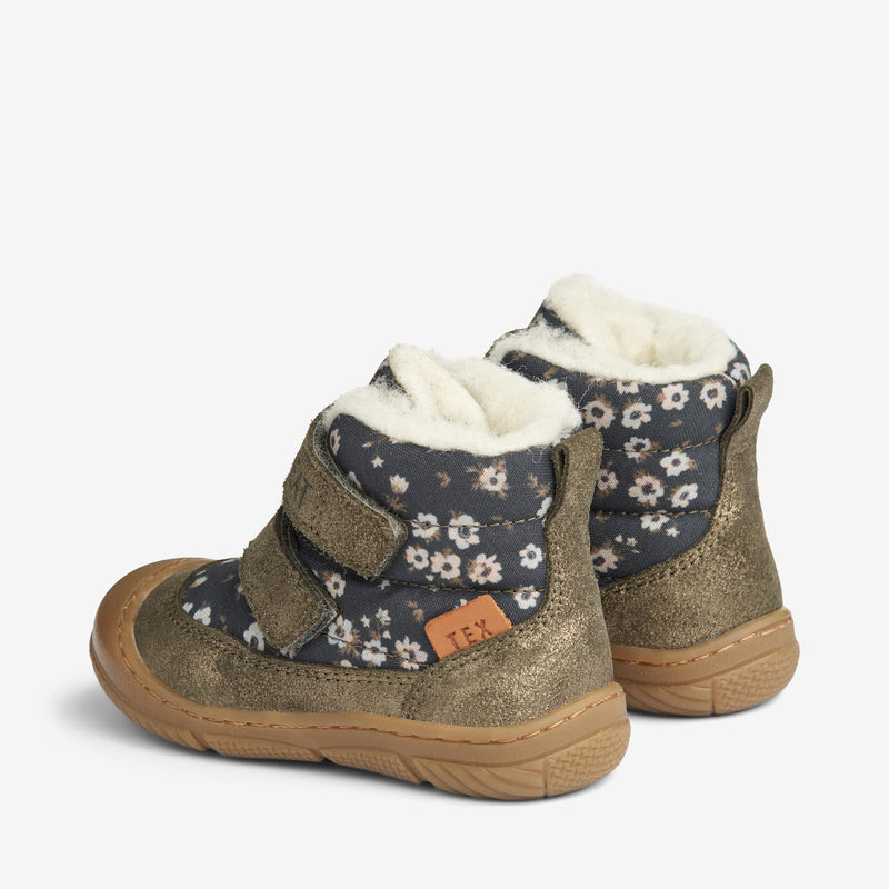 Wheat Footwear Dowi Pre Walker Velcro Tex | Baby Prewalkers 0035 black flowers