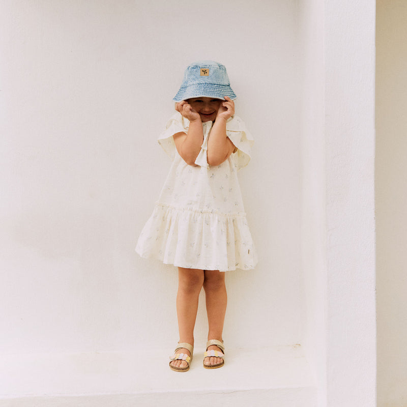 Wheat Main Dress Bitten Dress 1481 blue flowers