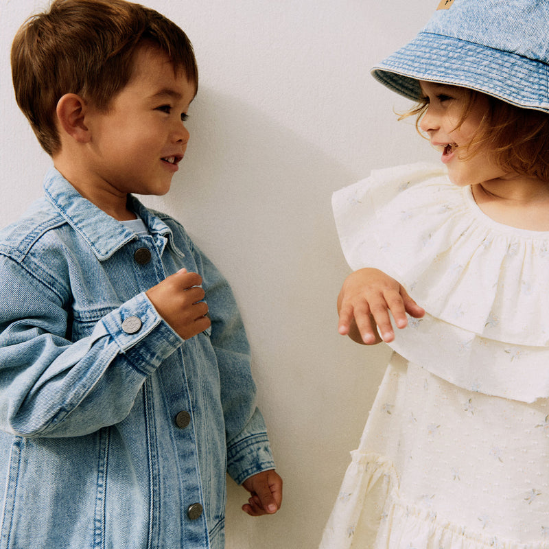 Wheat Main Dress Bitten Dress 1481 blue flowers