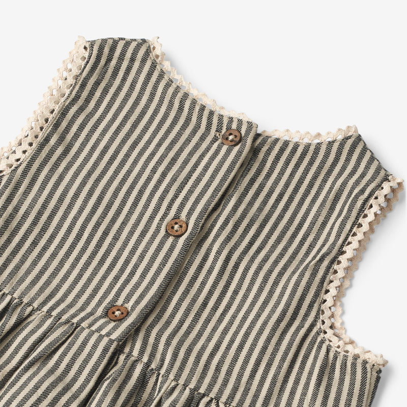 Wheat Main Dress Kirsten | Baby Dresses 0030 black coal stripe