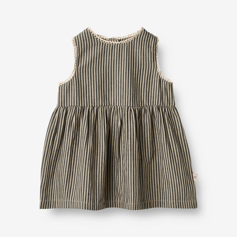 Wheat Main Dress Kirsten | Baby Dresses 0030 black coal stripe