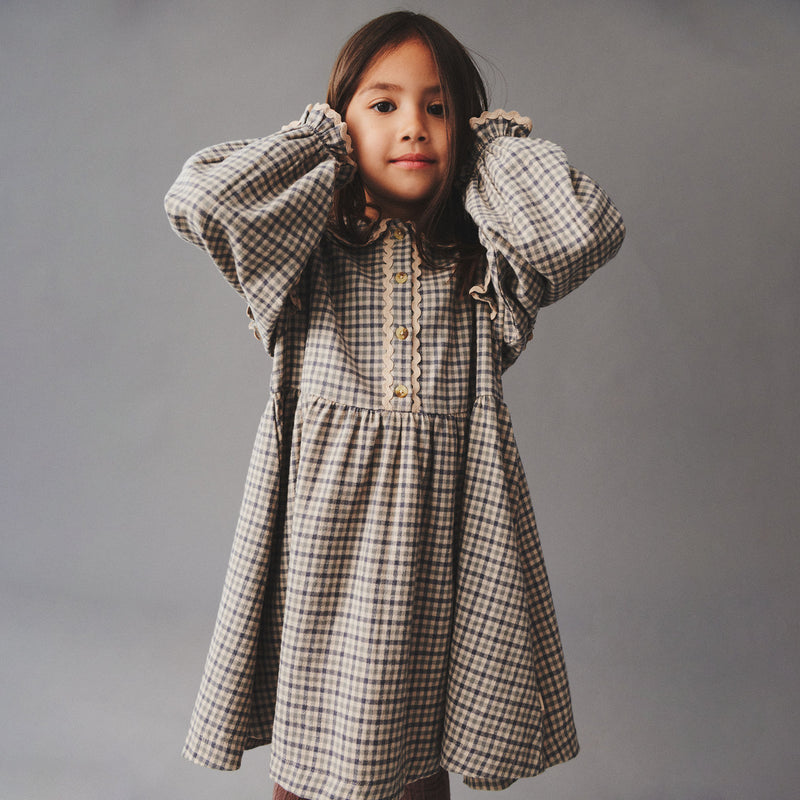 Wheat Main Dress L/S Alissa Dress 1306 blue check