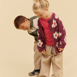 Wheat Main Jacquard Cardigan Alvilda Cardigan 3118 eggplant
