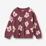 Wheat Main Jacquard Cardigan Alvilda Cardigan 3118 eggplant