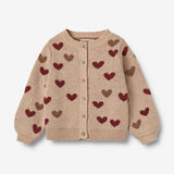 Wheat Main Jacquard Cardigan Hearts Knitted Tops 3191 offwhite