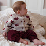 Wheat Main Jacquard Cardigan Hearts Knitted Tops 9562 offwhite melange