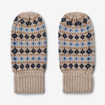 Wheat Outerwear Jacquard Mittens Haansi Accessory 9574 warm sand melange