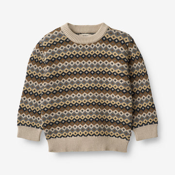 Wheat Main Jacquard Pullover Elias Knitted Tops 9402 multi blue