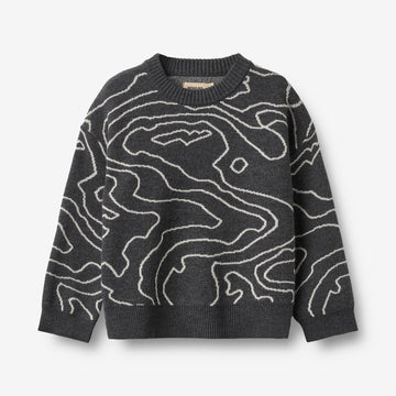 Wheat Main Jacquard Pullover Elias Pullover 0064 charcoal melange