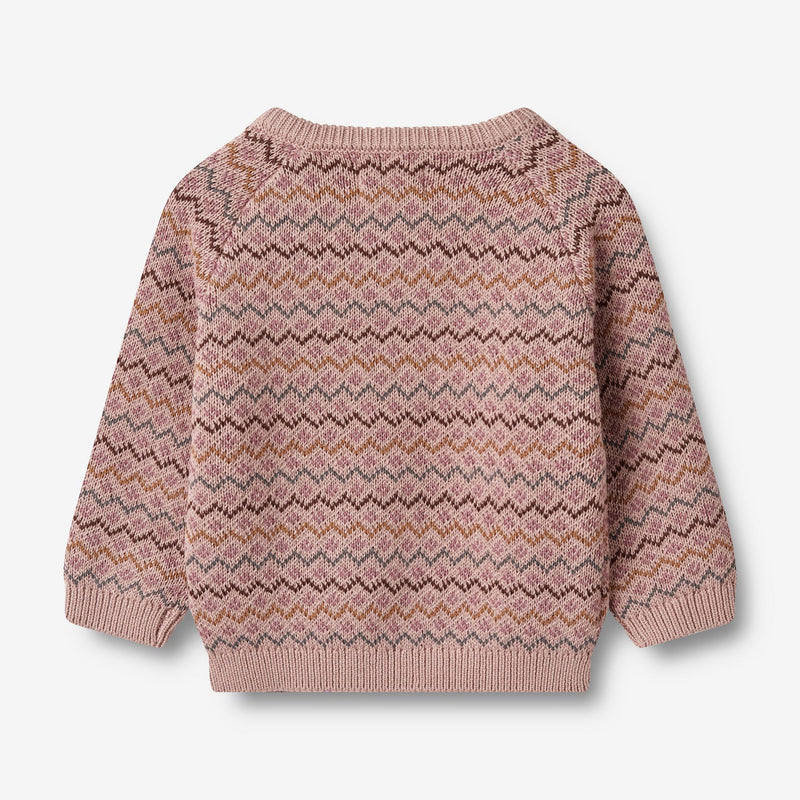 Wheat Main Jacquard Pullover Nanna | Baby Knitted Tops 1135 dry rose