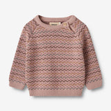 Wheat Main Jacquard Pullover Nanna | Baby Knitted Tops 1135 dry rose
