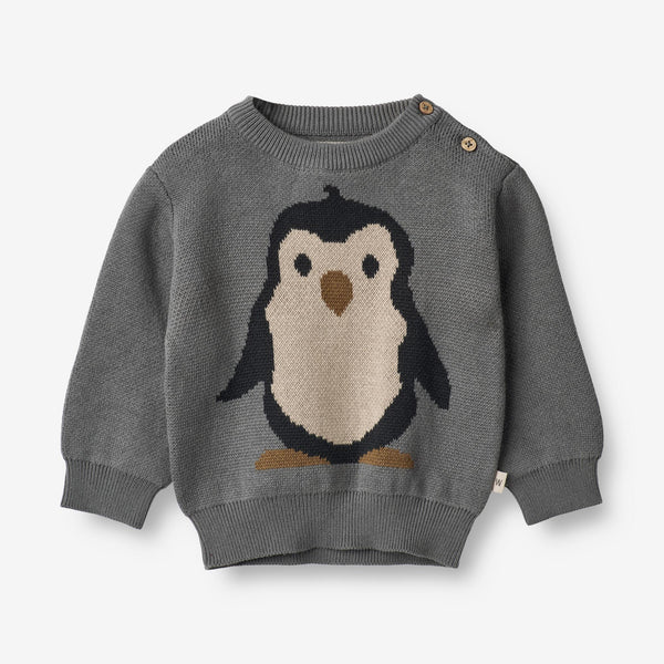 Wheat Jacquard Pullover Penguin | Baby Knitted Tops 1525 autumn sky