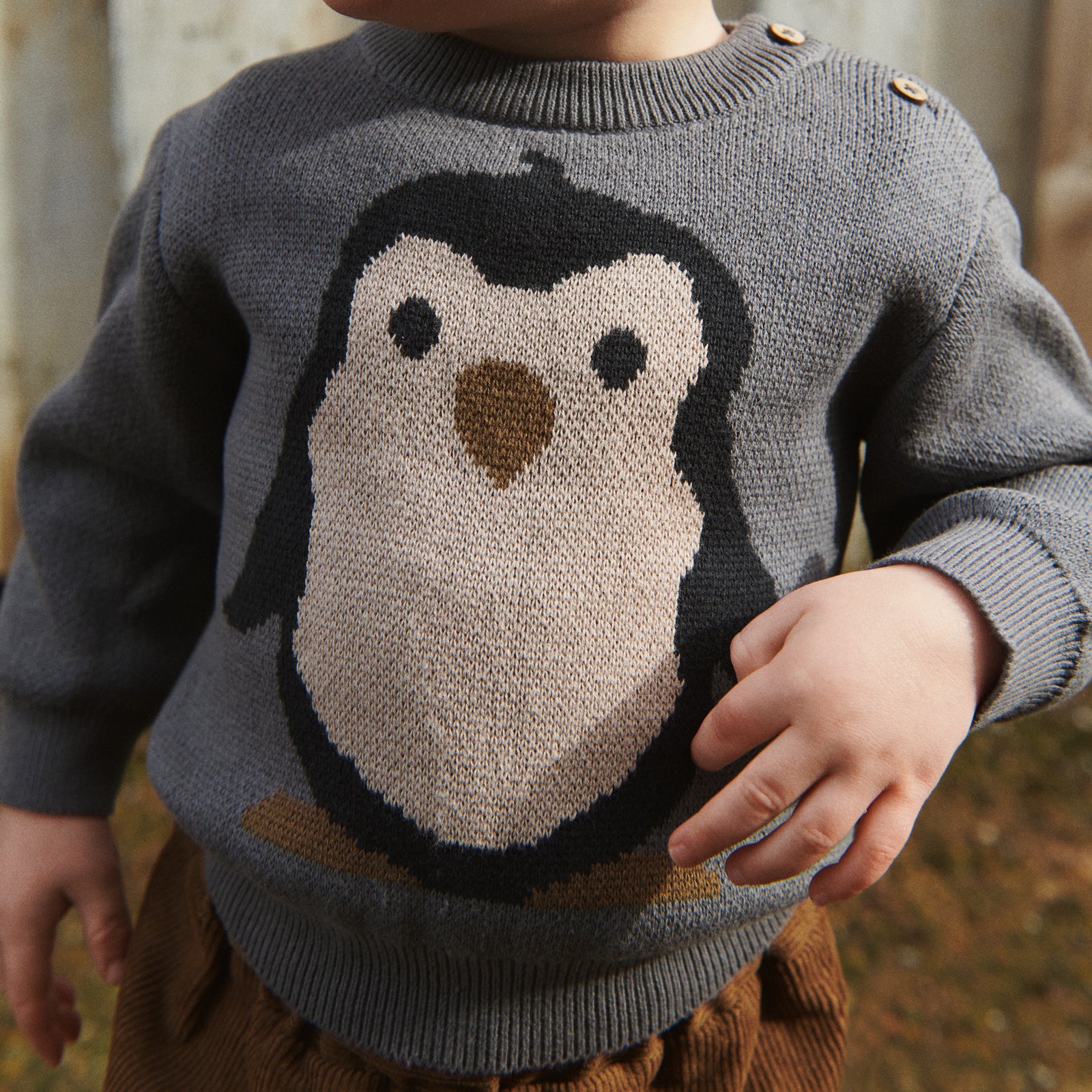 Jacquard Pullover Penguin | Baby - autumn sky – Wheat.eu