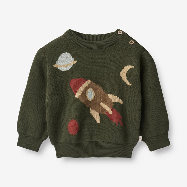 Wheat Jacquard Pullover Rocket | Baby Knitted Tops 1687 forest night