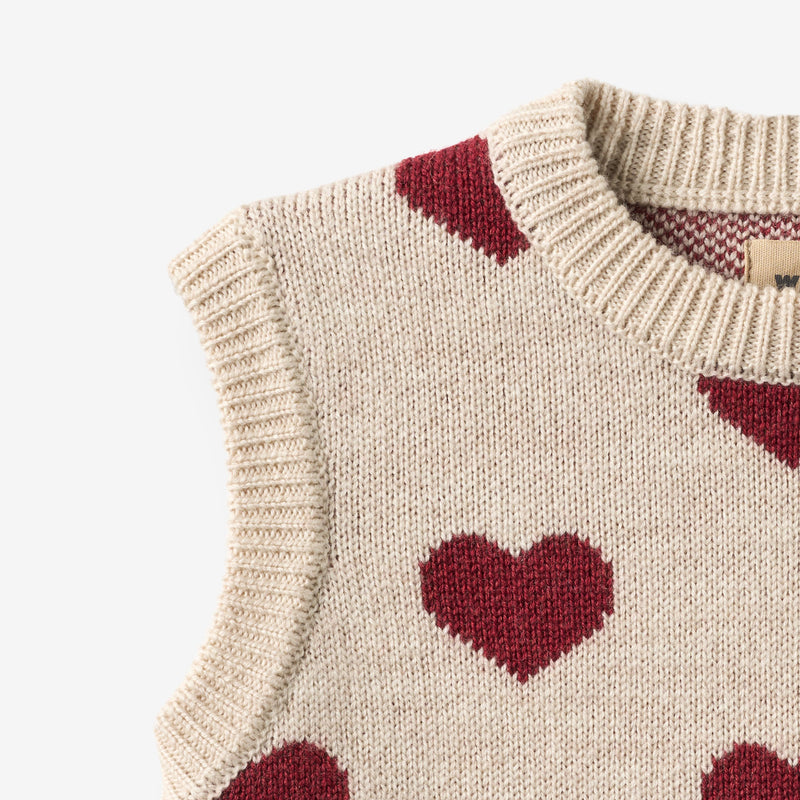 Wheat Main Jacquard Vest Gaby Knitted Tops 9562 offwhite melange