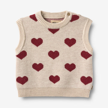 Wheat Main Jacquard Vest Gaby Knitted Tops 9562 offwhite melange